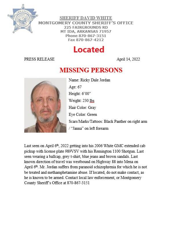 UPDATED LOCATED POSTER OF MISSING PERSON RICKY JORDAN